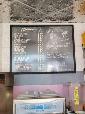 Coffee options & prices