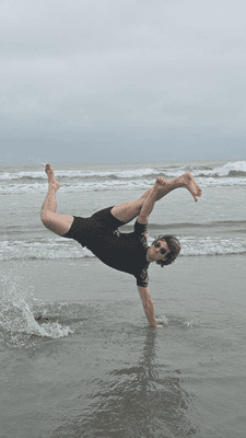 Sensei Brendan kicking it on the Oregon coast.