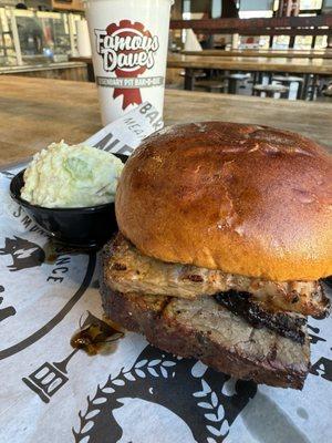 Texas Beef Brisket Sandwich with Potato Salad