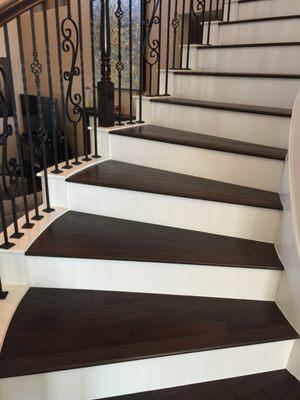 Elegant engineered hardwood stairs