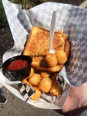 Royale sandwich and tater tots.