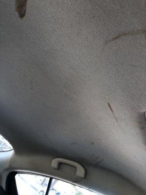 The roof covered in gross dirt marks