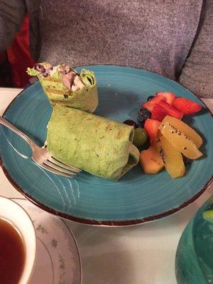 Chicken wrap and fresh fruit