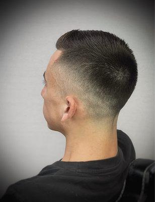 Mid drop bald fade with a combover by Dexter the Apprentice @The180Cut