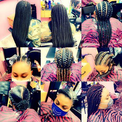 Box braids and cornrows style