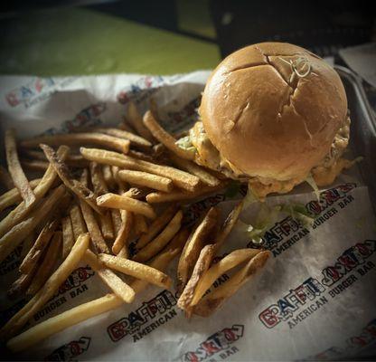 Smash burger with fries