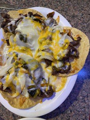 Example of especial enchiladas and poblano tostados