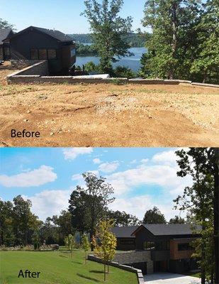 Beaver Lake House  Before and After Landscaping