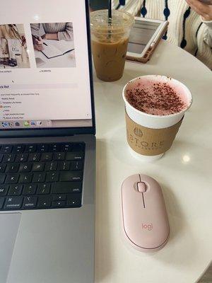 Pink latte and cold brew