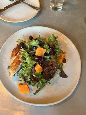 Half of the Roasted squash salad with chicken. We shared and split it!