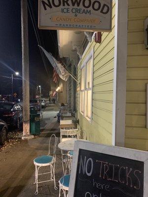 Old fashioned look to this candy and ice cream shop!