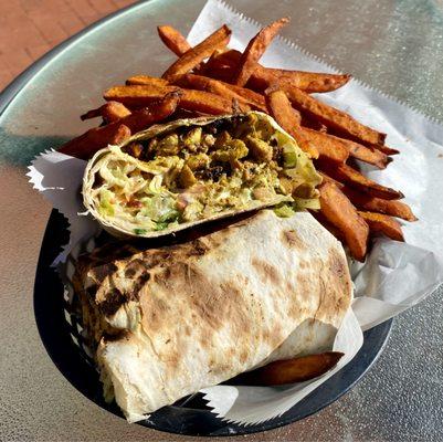 Chicken Shawarma Wrap with Sweet Potato Fries - Delicious!!!