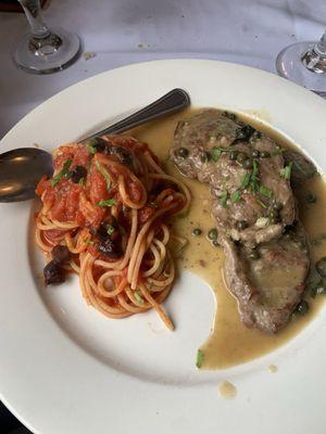 veal Picatta w side putanesca