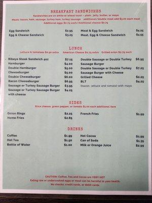 Menu - side 2