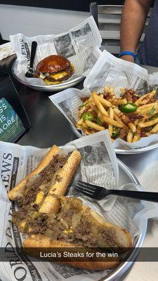 Boss Burger, Yellow cheesesteak, and Ultimate Fries!