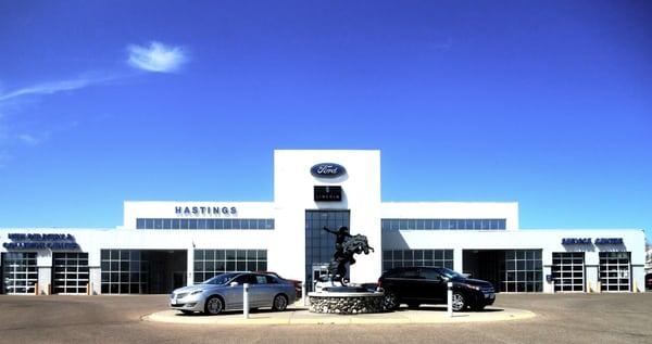 New and Used cars and trucks.  (Front of Hastings Ford Lincoln dealership)