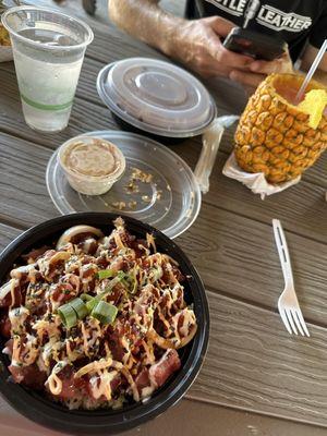 Poke bowl and garlic steak bowl