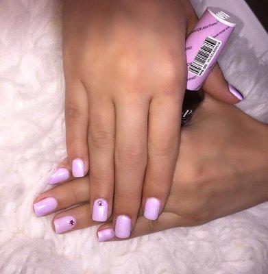 Bubble Gum Acrylics with Beautiful Stone Detail