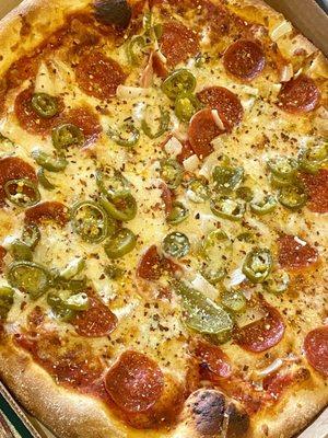 Pepperoni jalapeños and onion