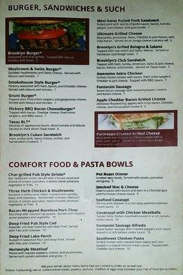 Menu, reverse side. Check the Facebook page for daily specials.