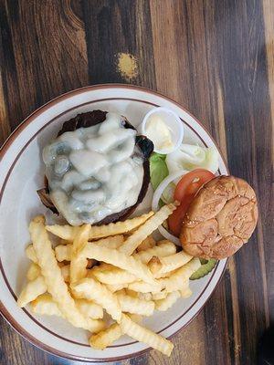 Lunch Special, Mushroom Swiss Burger and French Fries. The fries were the perfect crisp!