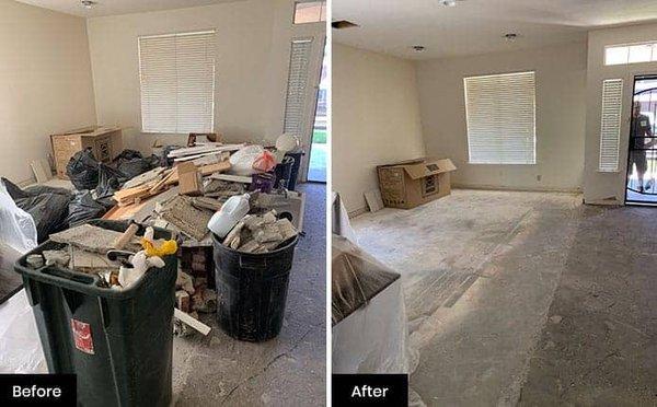 Before and after, call us to remove your construction debris!