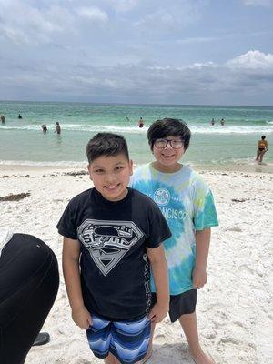 White soft sand and clear waters made my boys happy.