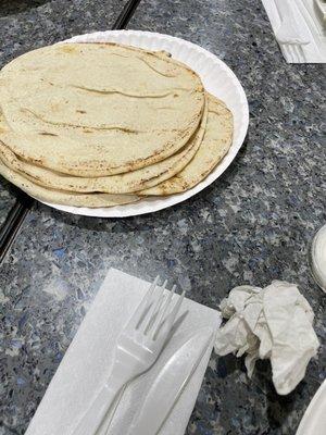 Pita bread that comes with the entree