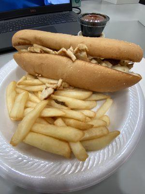 Naked Philly Cheesesteak (Chicken) & Fries