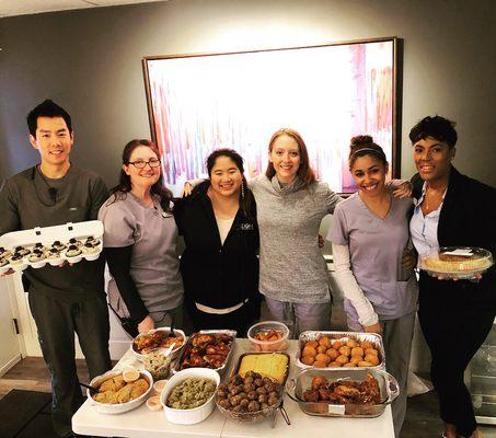 Friendsgiving lunch for our team. Happy and grateful Team Ace Dental Boston!