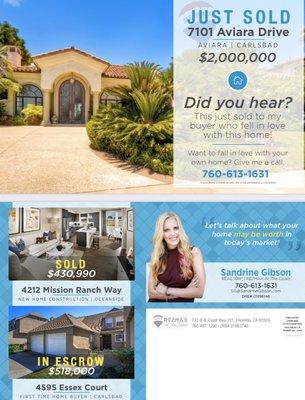 Sold $2,000,00 home in Carlsbad