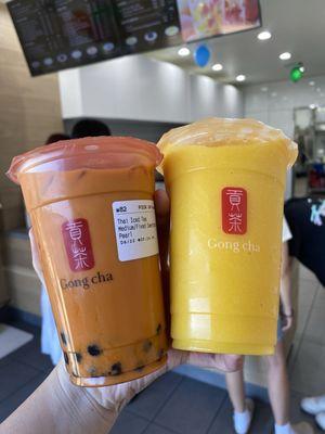 Thai Iced Tea W/ Boba - $7.20 (medium) Mango Smoothie - $6.75 (medium)