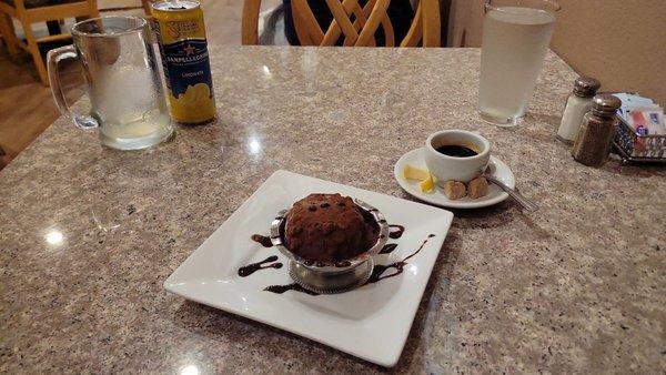 Chocolate Tartufo  (gelato w chocolate and cream, some nuts?, coconut, delicious!) And a wonderful espresso.