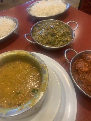 Lentil Soup, Curry Chicken and Chicken Saag. So delicious!