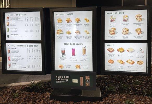 Drive-thru menu.