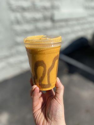 Orange Smoothie with Almond Butter Drizzle