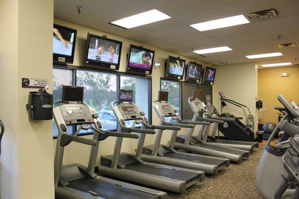 Personal TV's on each treadmill!