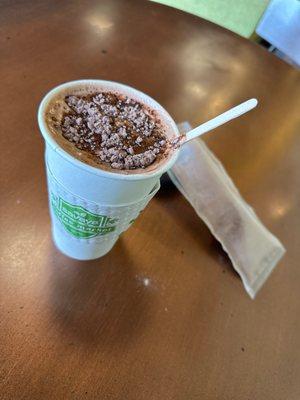 Steamed Pistachio milk and my monk fruit sweetened cocoa mix, 4 carbs hot chocolate goodness!