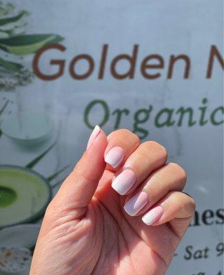 White & Pink Ombre Gel on Natural Nails by Anna