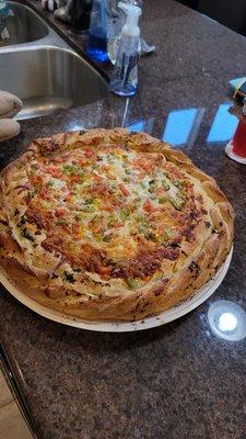 After baking our stuffed pizza