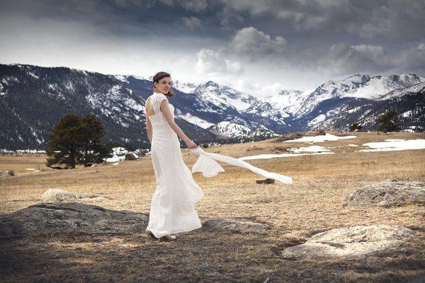 Bride in Rocky Mountain National Park wedding