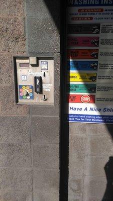 Credit card and coin machine at every station.