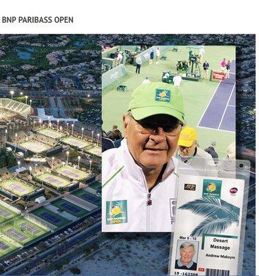 Official Massage Therapist for BNP Paribas Open Indian Wells March 2019