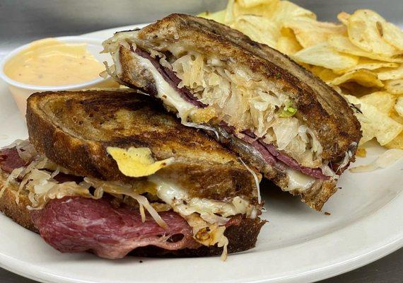 Reuben on Grilled Rye