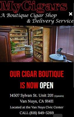 My Cigars A Boutique Cigar Shop and Delivery Service - Our Cigar Boutique is now OPEN - Come in and browse our Huge Selection of Fine Cigars