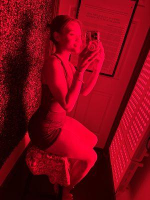 In one of the red light therapy rooms