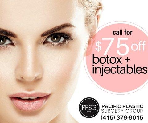 Receive $75 off your first Botox and/ or Injectables treatment