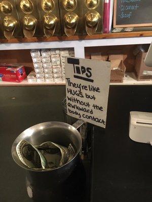 Funny tip jar.