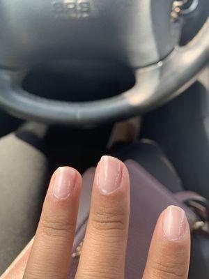 Uneven nails, ruined my good manicure that I had prior