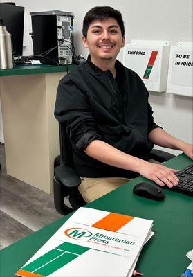 VACE Graphic for Web and Print graduates, Jesse Barajas, has been placed with Minuteman Press in Ventura!